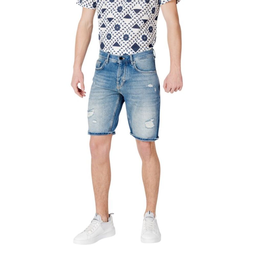 Antony Morato Ripped Denim Shorts Casual Distressed Men blue